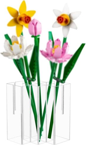 Beautyflier Vase Holder for Lego Flowers, Colorful Vase Compatible with Lego Flower Building Block Kit, Acrylic Display Stand for Lego Roses, Sunflower, Gift for Lego Flower Lovers (Holder Only) in Kuwait