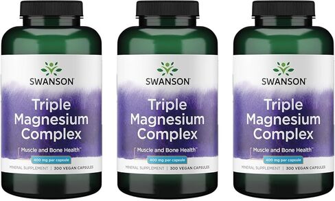 Swanson Triple Magnesium Complex - مكملات المعادن - الدعم الطبيعي - يتميز بالسيترات ، أكسيد وأسبارتات - (300 كبسولة ، 400 ملغ لكل منها ، 2 عبوة) in Saudi Arabia