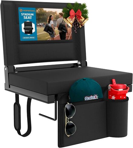 مقاعد استاد هوبيران مع دعم للظهر - كرسي مبيض مع ظهر ووسادة، يتضمن مقعد المبيض المبطن حزام الكتف، كرسي استاد محمول خفيف الوزن للأحداث الرياضية - قطعة واحدة in Kuwait