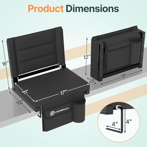 مقاعد استاد هوبيران مع دعم للظهر - كرسي مبيض مع ظهر ووسادة، يتضمن مقعد المبيض المبطن حزام الكتف، كرسي استاد محمول خفيف الوزن للأحداث الرياضية - قطعة واحدة in Kuwait