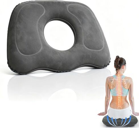 Inflatable Seat Cushion for Air Travel & Travel, Donut Pillow for Bed Sores - Pressure Relief Inflatable Cushion, Portable for Airplane, Car, Office & Home, Ideal for Comfort & Bed Sore Prevention in Saudi Arabia