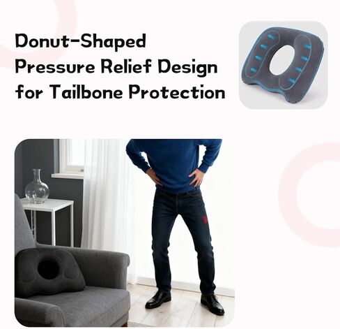 Inflatable Seat Cushion for Air Travel & Travel, Donut Pillow for Bed Sores - Pressure Relief Inflatable Cushion, Portable for Airplane, Car, Office & Home, Ideal for Comfort & Bed Sore Prevention in Saudi Arabia