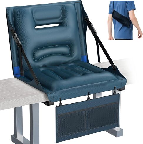 مقاعد استاد محمولة قابلة للنفخ مع دعم للظهر، كراسي تبييض مريحة مع ظهر ووسادة [تبريد، مقاومة للماء، خفيفة الوزن] مع حقيبة تخزين وحمل 2 في 1، مثالية للمناسبات الرياضية/الخارجية in Kuwait