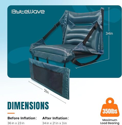 مقاعد استاد محمولة قابلة للنفخ مع دعم للظهر، كراسي تبييض مريحة مع ظهر ووسادة [تبريد، مقاومة للماء، خفيفة الوزن] مع حقيبة تخزين وحمل 2 في 1، مثالية للمناسبات الرياضية/الخارجية in Kuwait