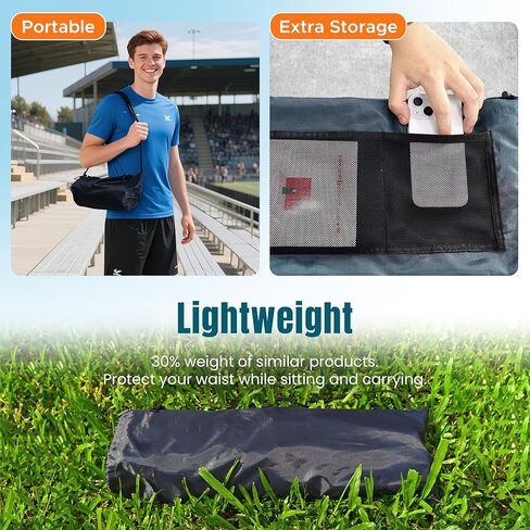 مقاعد استاد محمولة قابلة للنفخ مع دعم للظهر، كراسي تبييض مريحة مع ظهر ووسادة [تبريد، مقاومة للماء، خفيفة الوزن] مع حقيبة تخزين وحمل 2 في 1، مثالية للمناسبات الرياضية/الخارجية in Kuwait