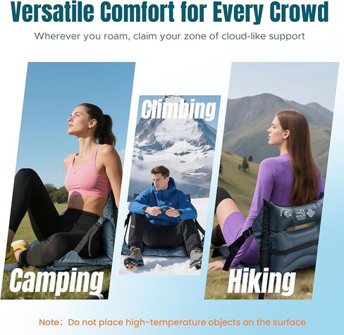 مقاعد استاد محمولة قابلة للنفخ مع دعم للظهر، كراسي تبييض مريحة مع ظهر ووسادة [تبريد، مقاومة للماء، خفيفة الوزن] مع حقيبة تخزين وحمل 2 في 1، مثالية للمناسبات الرياضية/الخارجية in Kuwait