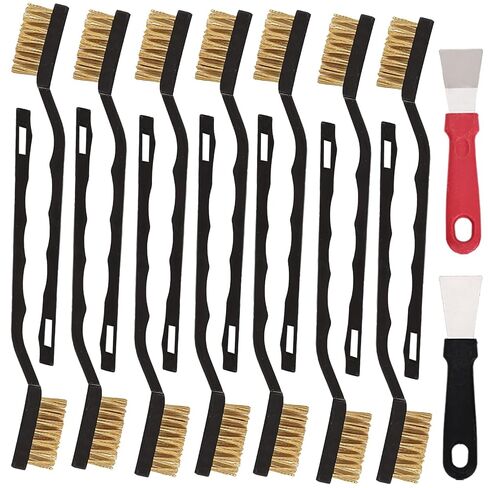 12 Pcs Mini Brass Brush Set, Brass Scratch Brush with Curved Handle, Cleaning Weld Slag and Rust in Saudi Arabia