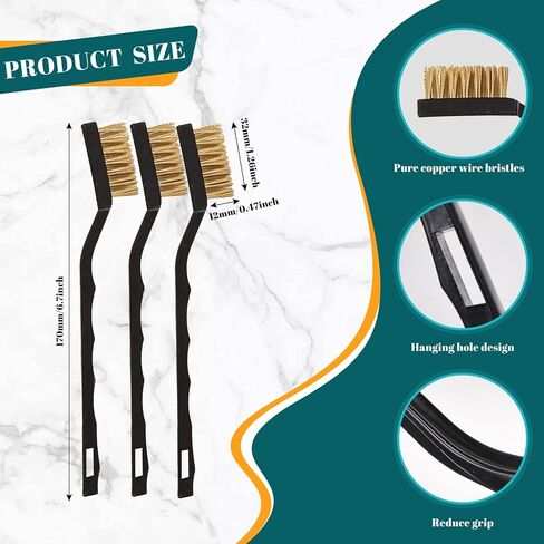 12 Pcs Mini Brass Brush Set, Brass Scratch Brush with Curved Handle, Cleaning Weld Slag and Rust in Saudi Arabia