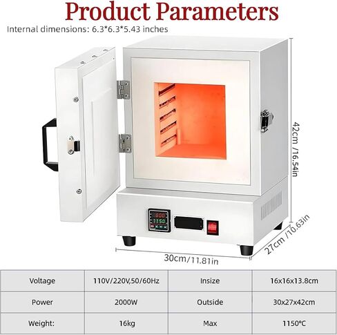 2000W High-Temperature Tabletop Electric Sintering Furnace, 1150°C Lab Furnace with Temperature Controller for Jewelry Making & Pottery Glazing in Kuwait
