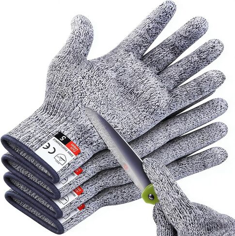 4 PCS Cut Resistant Gloves Level 5 Protection Food Grade, Anti Cutting for Meat Cutting, Wood Carving in Saudi Arabia