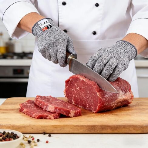 4 PCS Cut Resistant Gloves Level 5 Protection Food Grade, Anti Cutting for Meat Cutting, Wood Carving in Saudi Arabia