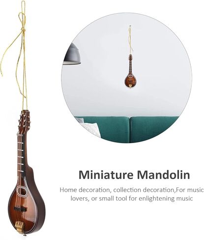 Wooden String Miniature Mandolin Hanging Ornament Mini Musical Instrument Replica 12cm Handmade Gift Home Decoration in Saudi Arabia