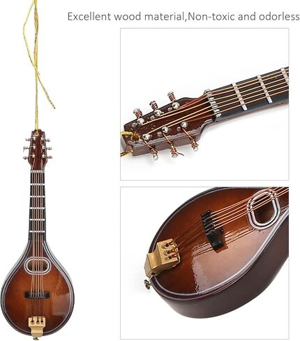 Wooden String Miniature Mandolin Hanging Ornament Mini Musical Instrument Replica 12cm Handmade Gift Home Decoration in Saudi Arabia
