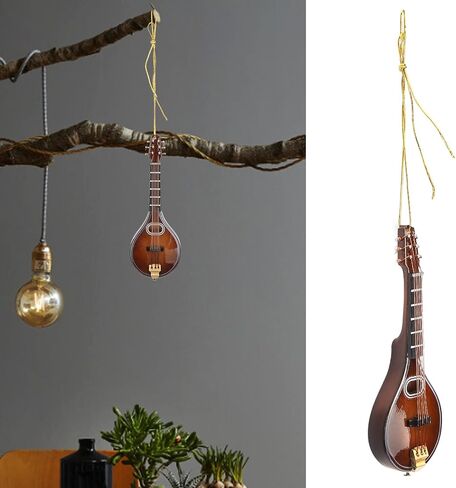 Wooden String Miniature Mandolin Hanging Ornament Mini Musical Instrument Replica 12cm Handmade Gift Home Decoration in Saudi Arabia
