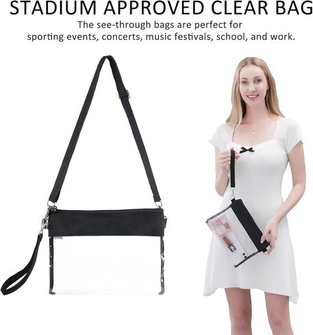 Clearworld Clear Bag for Stadium Events, Clear Crossbody Purse Bag for women, Stadium Approved for Concerts Sports Events Festivals in Kuwait