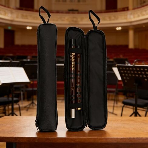 حقيبة فلوت من الخيزران، حقيبة تخزين الآلات الموسيقية المحمولة مع سحاب ومقبض حمل، حقيبة حمل واقية للمزامير وأدوات الرياح in Kuwait