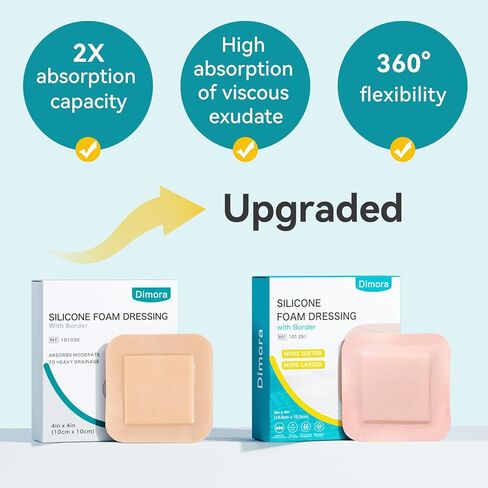 Dimora Hydrogel Burn Dressing 4" x 4" & Ultra Soft Silicone Foam Dressing 4"x4" in Saudi Arabia