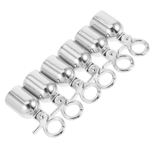 6pcs Large Silver Metal Fence Hooks with 15.5mm Inner Diameter and Screws, Rope End Cap Connectors for Outdoor Stanchion Railings, Queue Barrier Rope End Stops for Secure Fencing in Saudi Arabia