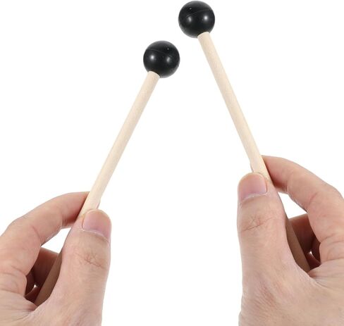 4Pcs Xylophone Mallets, Glockenspiel Mallet, 5.7in Wooden Rubber Percussion Mallets, Drumsticks, Percussion Sticks, Tongue Drum Mallet, Black & White in Saudi Arabia