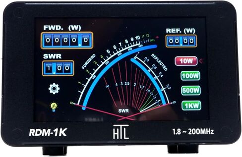 جهاز قياس الطاقة الرقمي SWR بإبرة متقاطعة HTL RDM-1K، 1.8–200 ميجا هرتز، طاقة مستمرة 1 كيلو وات، شاشة لمس كاملة الألوان، صنع في تايوان in Saudi Arabia