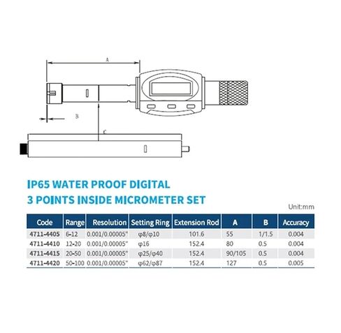 IP65 Water Proof Digital 3 Points Inside Micrometer 30-40mm Electronic Three Point Internal Micrometer in Kuwait