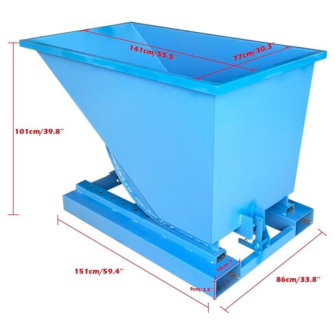 1T Self-Dumping Trash Hopper Dumpster for Forklifts Carbon Steel for Storing and Transferring Various Materials in Kuwait