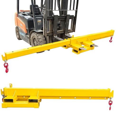 TECHTONGDA Dual-Direction Forklift Jib Crane - 4400 Lbs Telescoping Boom Works in Transverse & Longitudinal, Adjustable Mobile Crane Lifting Hoist Jib Boom with 2 Hooks, Forklift Attachment in Saudi Arabia
