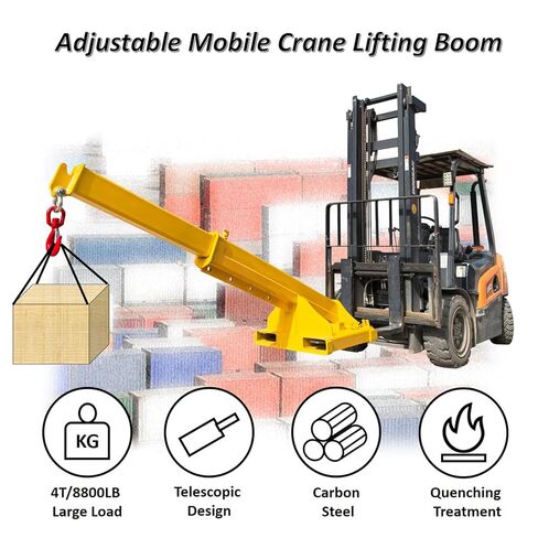 8800LB Forklift Jib Boom Crane, Mobile Crane Lifting Hoist, Max Length 7.8 Feet, Forklift Boom Attachment Towing Handling Equipment, 6.3" x 2.5" Socket Size in Kuwait