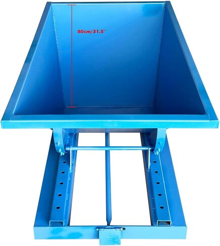 Forklift Self-Dumping Hopper 1-Ton Capacity 520L (137.4 Gal) Carbon Steel Powder-Coated Tipping Bucket for Trash Snow Handling Building Materials Blue in Saudi Arabia