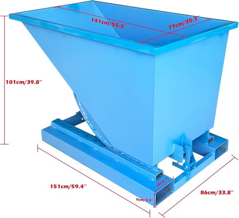 Forklift Self-Dumping Hopper 520L/137.4 Gal Carbon Steel Dump Tipping Bucket, 1T/2204LB Capacity for Factories/Warehouses, Ideal for Trash, Building Materials & Snow Handling in Saudi Arabia