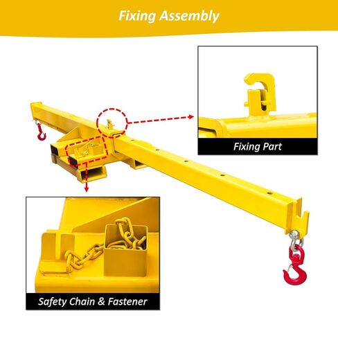 4400LB Forklift Jib Boom Crane Attachment – Bidirectional Telescopic Carbon Steel Hoist, 12.1ft Adjustable Lifting Arm, 6.3"x2.56" Pocket Size, for Warehouse Farm in Kuwait