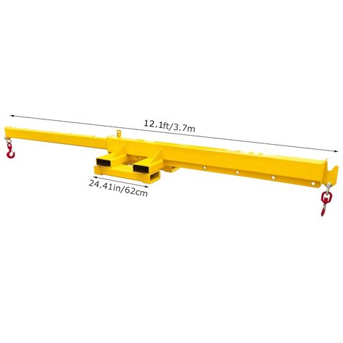 4400LB Forklift Jib Boom Crane Attachment – Bidirectional Telescopic Carbon Steel Hoist, 12.1ft Adjustable Lifting Arm, 6.3"x2.56" Pocket Size, for Warehouse Farm in Kuwait
