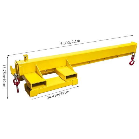 4400LB Forklift Jib Boom Crane Attachment – Bidirectional Telescopic Carbon Steel Hoist, 12.1ft Adjustable Lifting Arm, 6.3"x2.56" Pocket Size, for Warehouse Farm in Kuwait