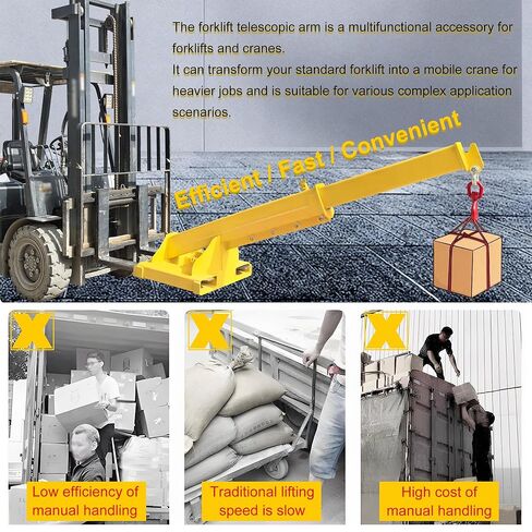 رافعة شوكية جيب بوم رافعة شوكية متنقلة، مرفق رافعة تلسكوبية 4T / 8800LB مع خطاف، أقصى طول 94.5 بوصة رافعة رفع متنقلة للتعامل مع السحب للمستودعات ومواد البناء in Kuwait