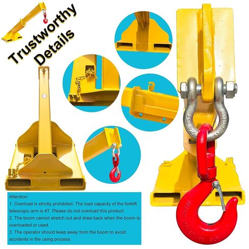 رافعة شوكية جيب بوم رافعة شوكية متنقلة، مرفق رافعة تلسكوبية 4T / 8800LB مع خطاف، أقصى طول 94.5 بوصة رافعة رفع متنقلة للتعامل مع السحب للمستودعات ومواد البناء in Kuwait