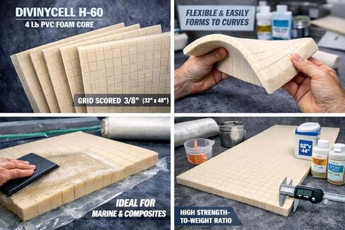Fiberglass Supply Depot Divinycell - PVC Foam Core H-60 4 lb. Density Grid Scored 3/8" (32"X48") in Saudi Arabia