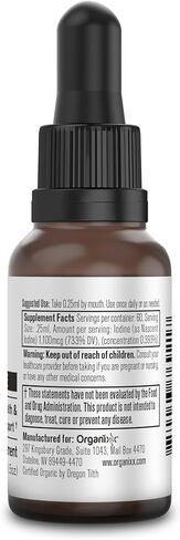 مكمل اليود أورجانيكس، قطرات سائلة عضوية ناشئة، مركز اليود النقي للرجال والنساء، خالي من الغلوتين، نباتي، غير معدل وراثيًا، صناعة أمريكية، 15 مل، 60 وجبة in Kuwait