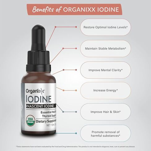 مكمل اليود أورجانيكس، قطرات سائلة عضوية ناشئة، مركز اليود النقي للرجال والنساء، خالي من الغلوتين، نباتي، غير معدل وراثيًا، صناعة أمريكية، 15 مل، 60 وجبة in Kuwait
