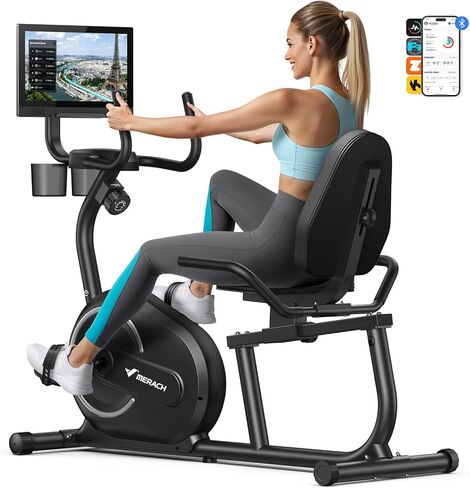 MERACH Recumbent Exercise Bikes for Home with Smart Bluetooth Equipment Exercise Bikes App,LCD,Heart Rate Handle Stationary Bikes for Home, Magnetic Recumbent Exercise Bike for Seniors Gym S08/S23 in Kuwait