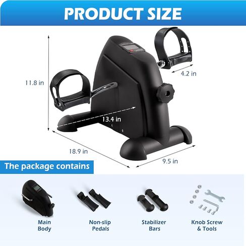 جهاز تمرين دواسة الدراجة تحت المكتب من TABEKE - دراجة تمرين صغيرة لتمرين الذراع/الساق، جهاز تمرين الدواسة لكبار السن مع شاشة LCD 26116 in Kuwait