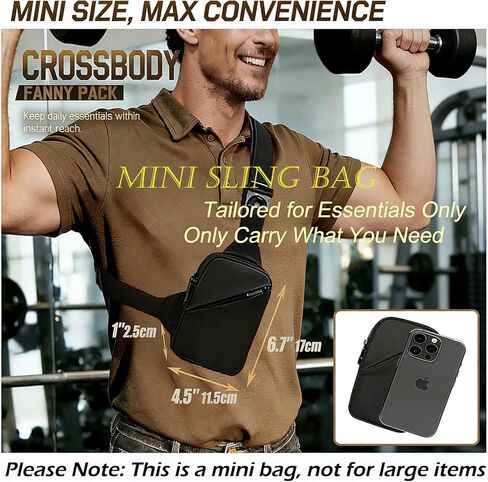 GORELAX Mini Crossbody Sling Bag for Men Women, Lightweight Chest Fanny Pack, EDC Phone Purse for Travel Running Hiking | Water-resistant, Lightweight design, Adjustable strap, Unisex for all, Travel & sports use, Phone & key storage in Kuwait