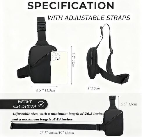 GORELAX Mini Crossbody Sling Bag for Men Women, Lightweight Chest Fanny Pack, EDC Phone Purse for Travel Running Hiking | Water-resistant, Lightweight design, Adjustable strap, Unisex for all, Travel & sports use, Phone & key storage in Kuwait