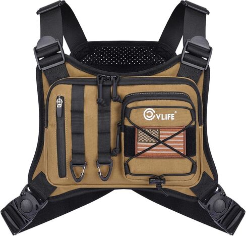 CVLIFE Outdoor Chest Bag for Men, Tactical Chest Pack, Adjustable Running Vest Bag, Lightweight Anti-theft EDC Rig for Hiking in Kuwait