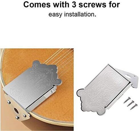 Alomejor Mandolin Tailpiece,silver finish with cover screws,Guitar Tailpiece, hardware for musicians beginners professionals repair studio live in Saudi Arabia