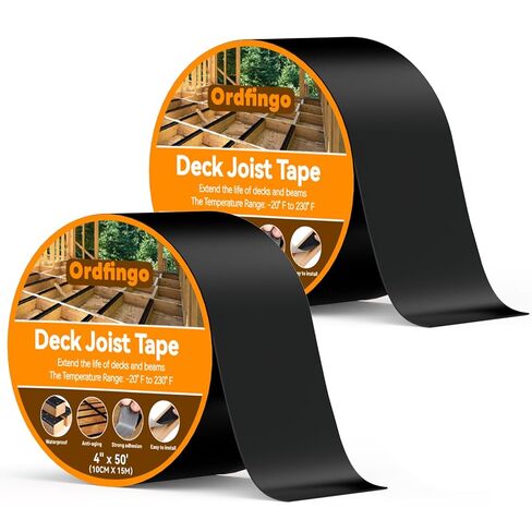 Joist Tape for Decking 2'' X 50'- 6 Rolls, Waterproof Butyl Deck Tapes 2 Inch, Weather Resistance, Anti-Corrosion, Self-Adhesive Flashing Decking Tape for Wood Joists Decks Beams Roof in Saudi Arabia