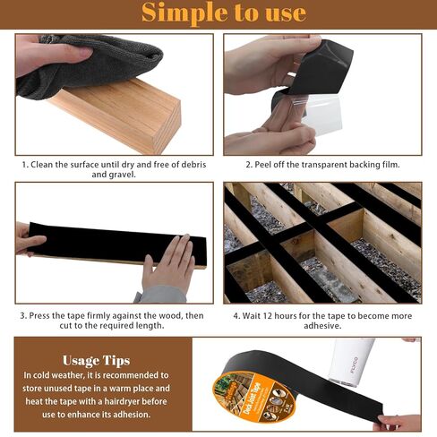 Joist Tape for Decking 2'' X 50'- 6 Rolls, Waterproof Butyl Deck Tapes 2 Inch, Weather Resistance, Anti-Corrosion, Self-Adhesive Flashing Decking Tape for Wood Joists Decks Beams Roof in Saudi Arabia