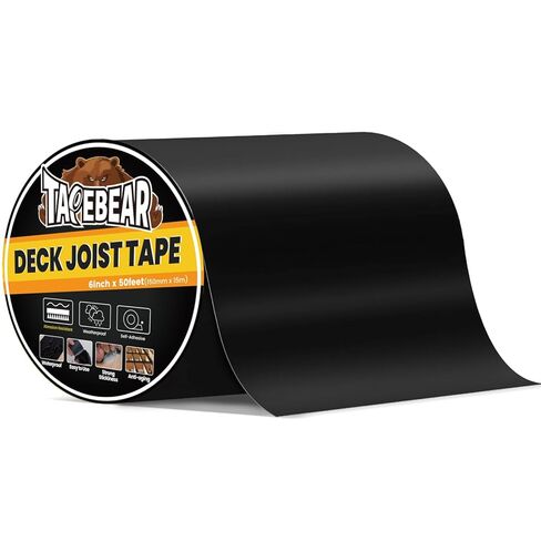 TAPEBEAR Deck Joist Tape 2Inch, 50Ft Flashing Tape Joint Tape for Decking, Waterproof Butyl Sealant Black Butyl Tape Anti-Corrosion Weather Resistant for Wood, Roof, Beam, Rim in Saudi Arabia