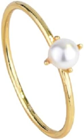 LRGKMCWTOB Women's 14k Yellow Gold Pearl Inlaid Pearl Ring Wedding Party Fashion Engagement Wedding Jewelry Size 6-10 in Saudi Arabia