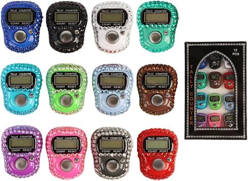 12PCS Electronic Finger Counter, Electronic Handheld Tally Counter, Digital Electronic Tasbeeh Counters, Manual Digital Clicker, for Row People, Score, Inventory, Store (12 Colors) in Saudi Arabia