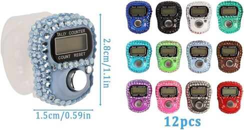 12PCS Electronic Finger Counter, Electronic Handheld Tally Counter, Digital Electronic Tasbeeh Counters, Manual Digital Clicker, for Row People, Score, Inventory, Store (12 Colors) in Saudi Arabia
